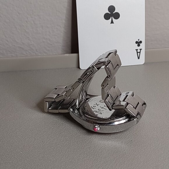 Untested Very Pretty Betsey Johnson Silver Tone And Pink Watch - Picture 5 of 10